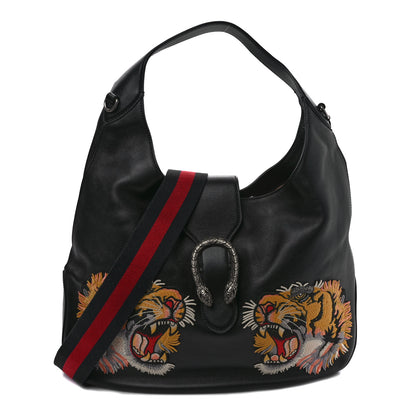 Gucci Calfskin Web Tiger Embroidered Large Dionysus Hobo Black 1 of 9