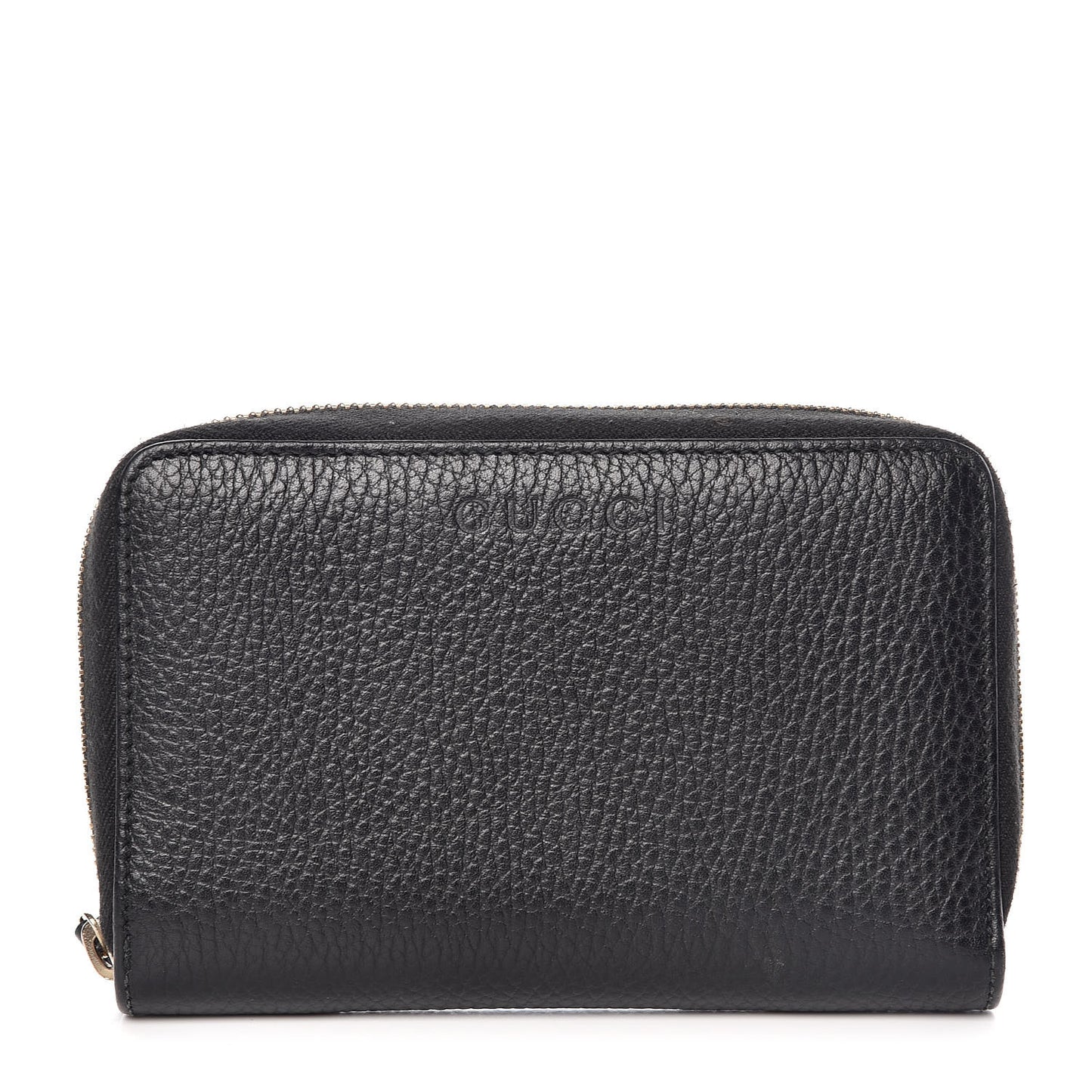 Pebbled Calfskin Zip Around Wallet Black