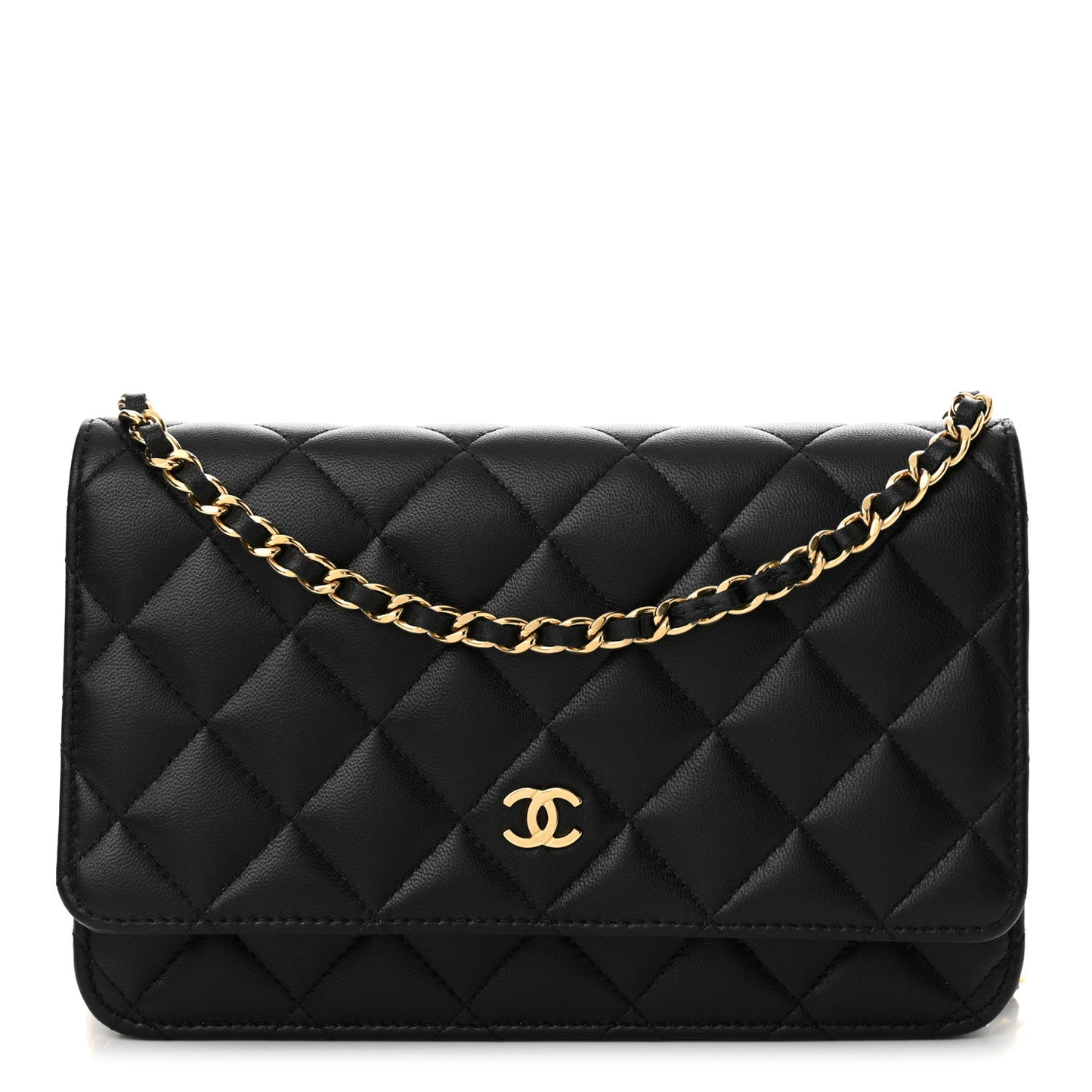 Lambskin Quilted Wallet On Chain WOC Black