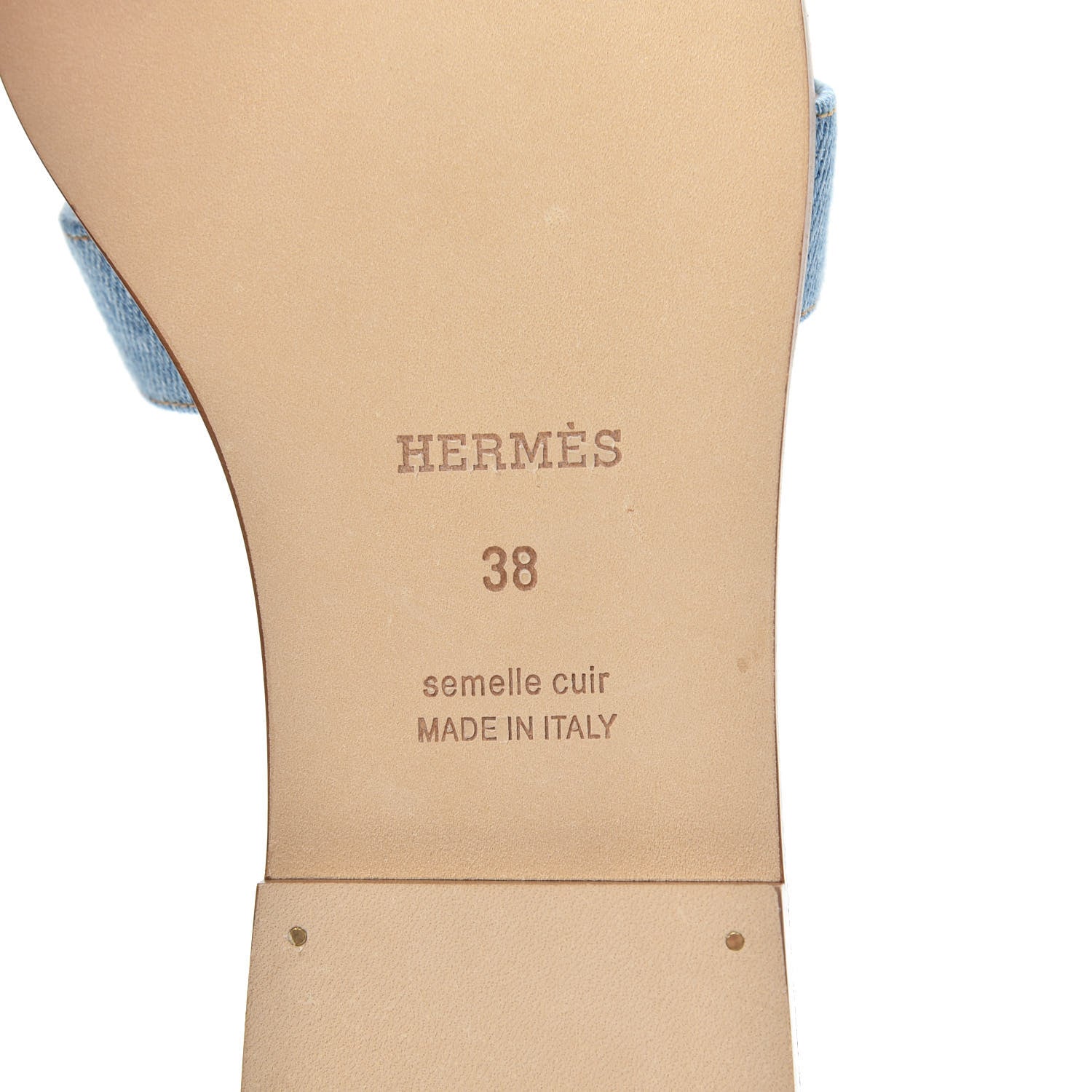 Hermes Denim Canvas Oran Sandals 38 Bleu Clair 7 of 9