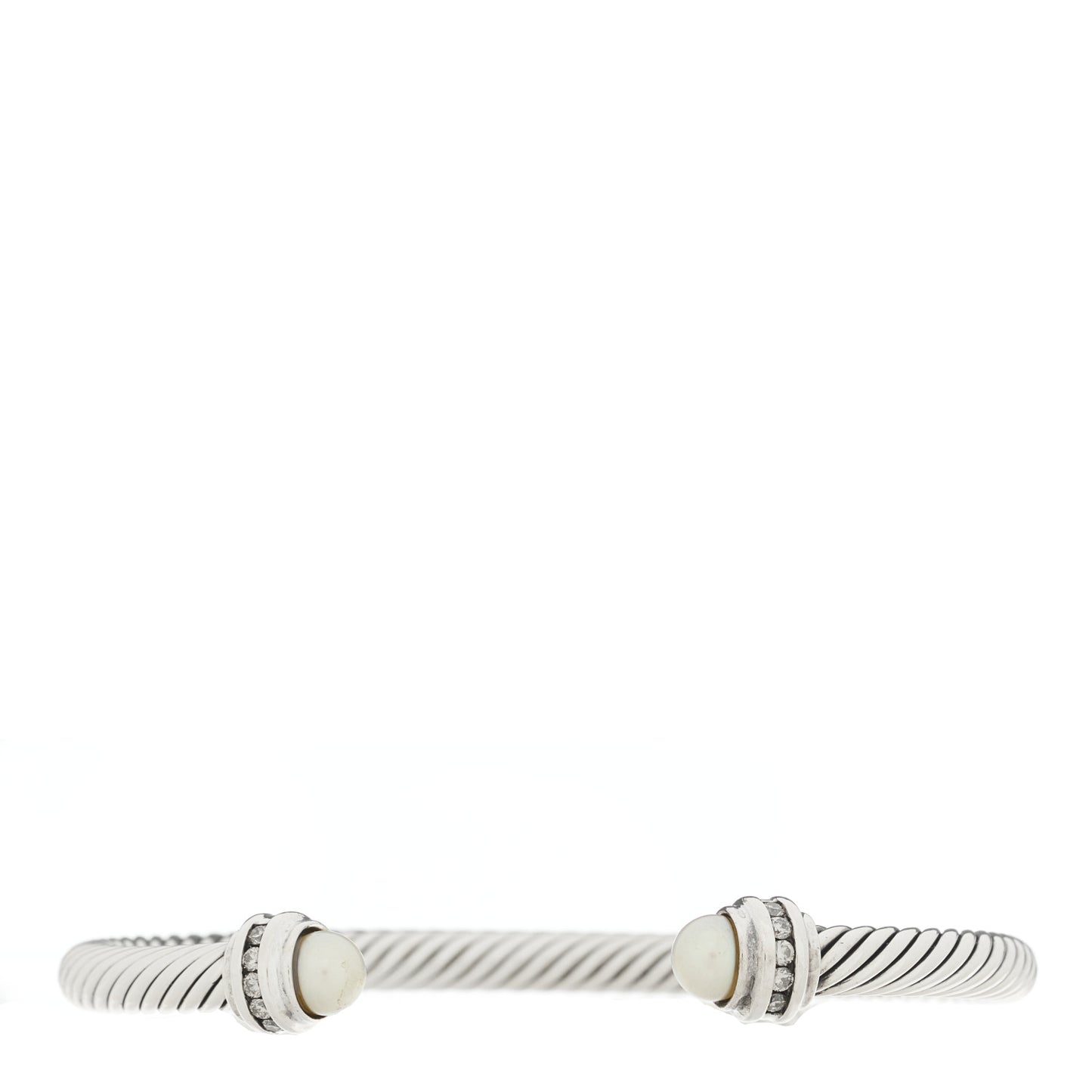 Sterling Silver Diamond Pearl 5mm Cable Classics Princess Bracelet