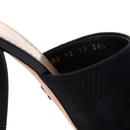 Christian Dior Cotton Embroidered D-Way Heeled Slide Sandal 36.5 Black 10 of 10
