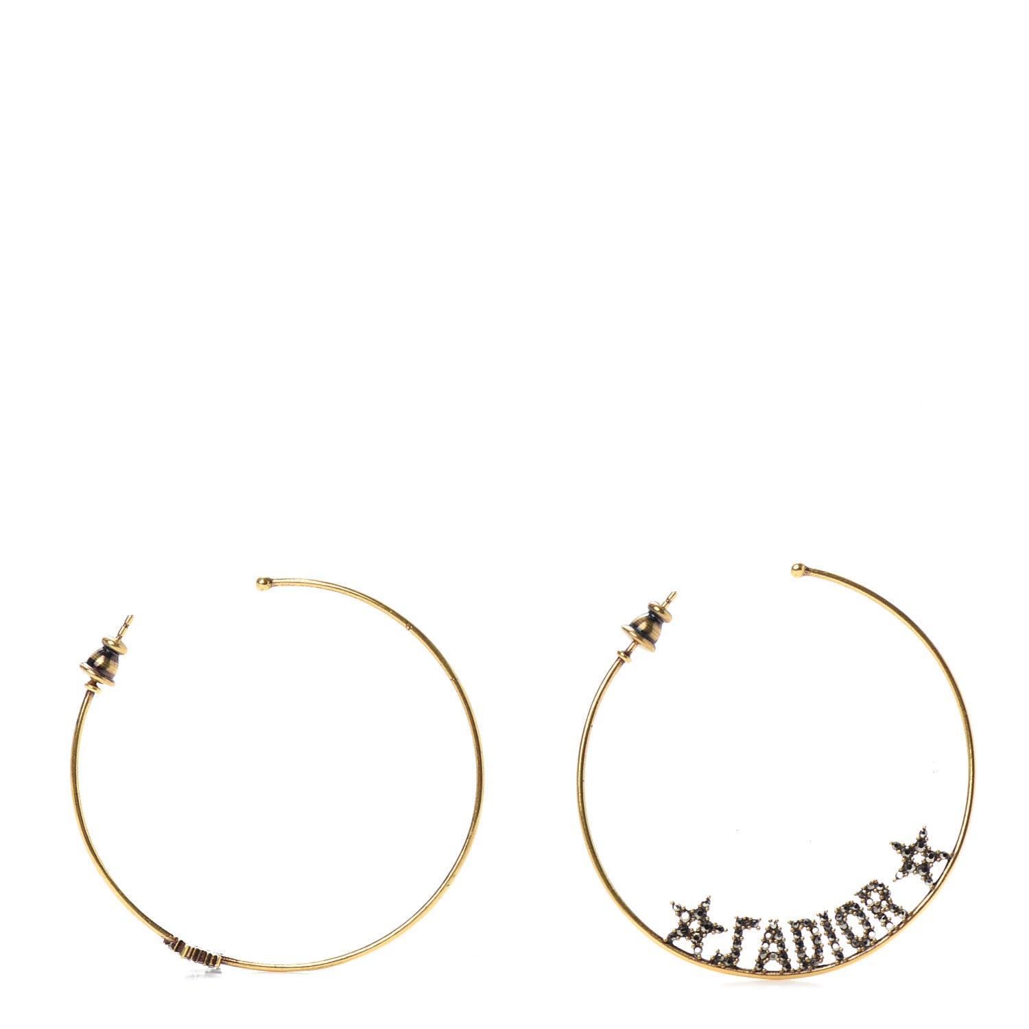 Christian Dior Metal Crystal J'Adior Hoop Earrings Aged Gold 1 of 4