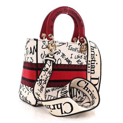 Christian Dior Canvas Medium DiorAmour Graffiti Lady D-Lite Latte 3 of 9