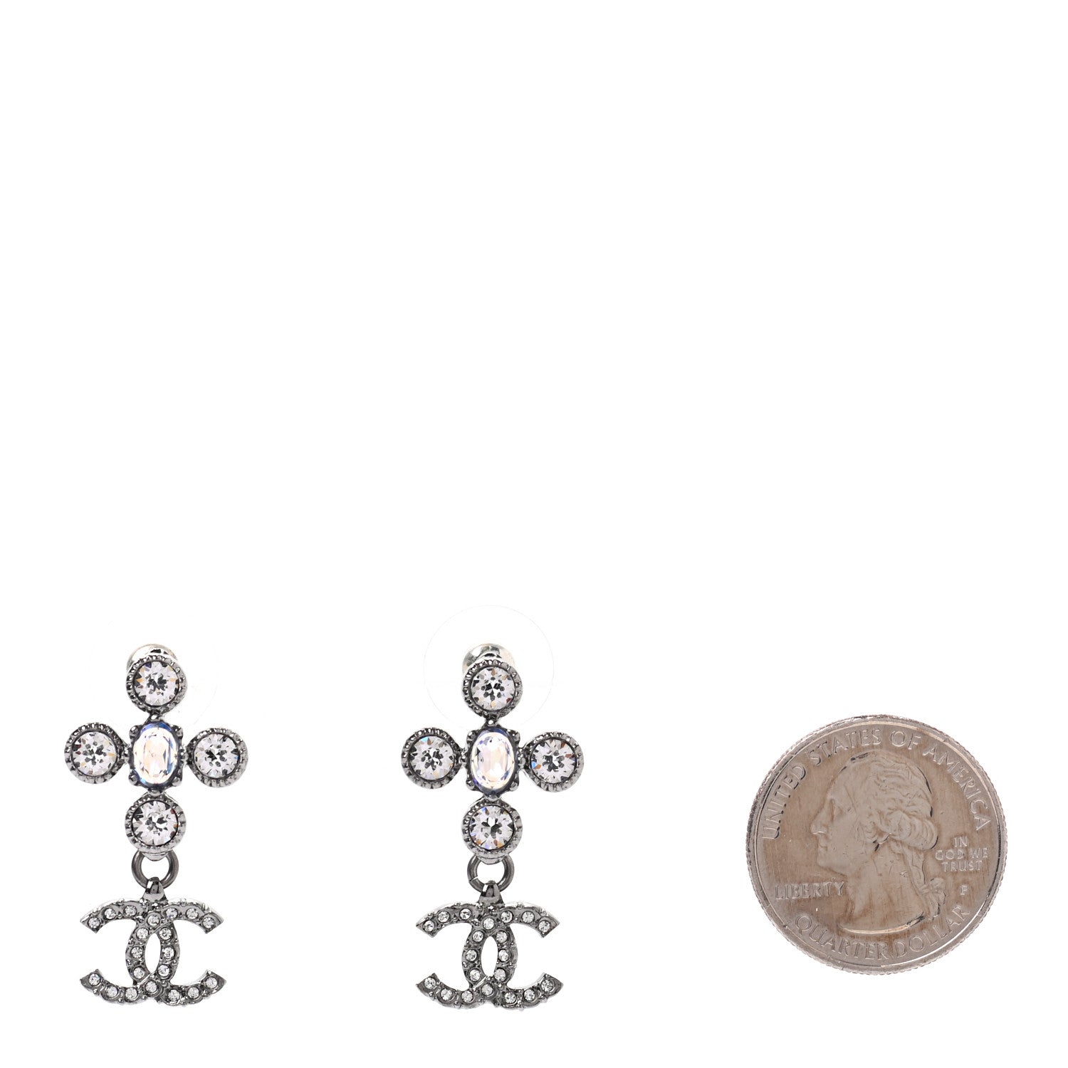 Chanel Ruthenium Crystal CC Drop Earrings 2 of 4