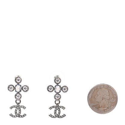 Chanel Ruthenium Crystal CC Drop Earrings 2 of 4