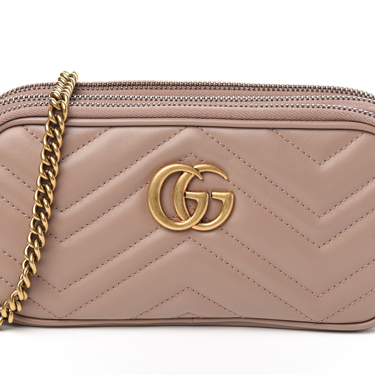 Gucci Calfskin Matelasse Mini GG Marmont Chain Crossbody Bag Porcelain Rose 11 of 11