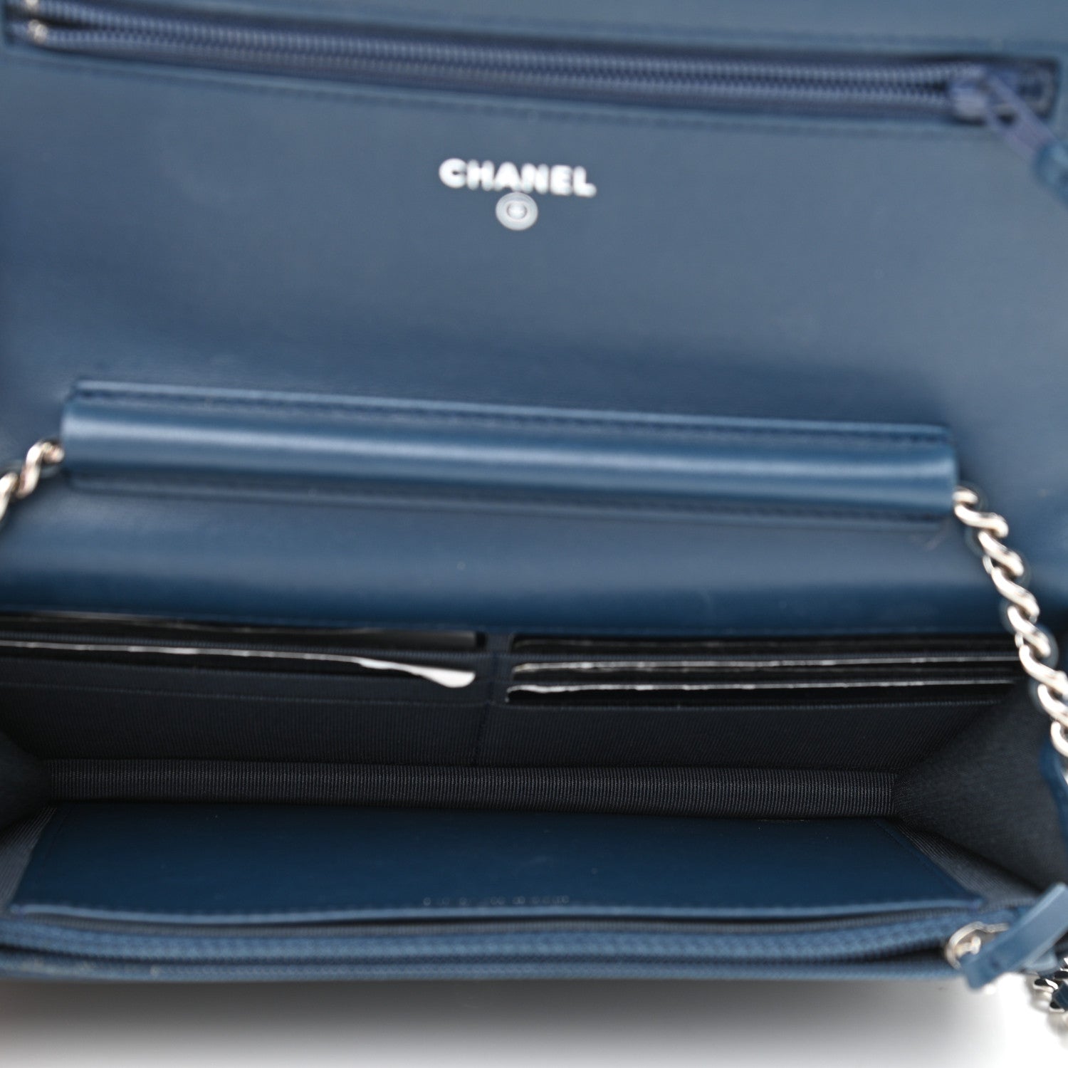 Chanel Lambskin Quilted Wallet On Chain WOC Blue 4 of 15