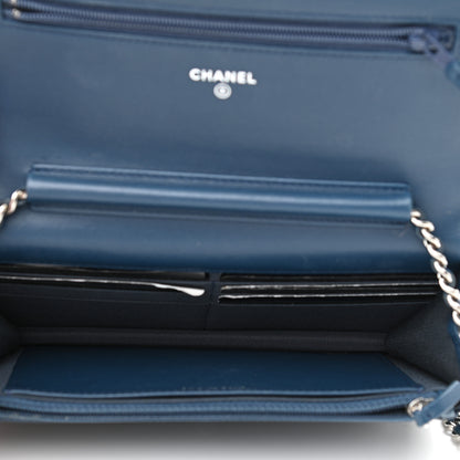 Chanel Lambskin Quilted Wallet On Chain WOC Blue 4 of 15
