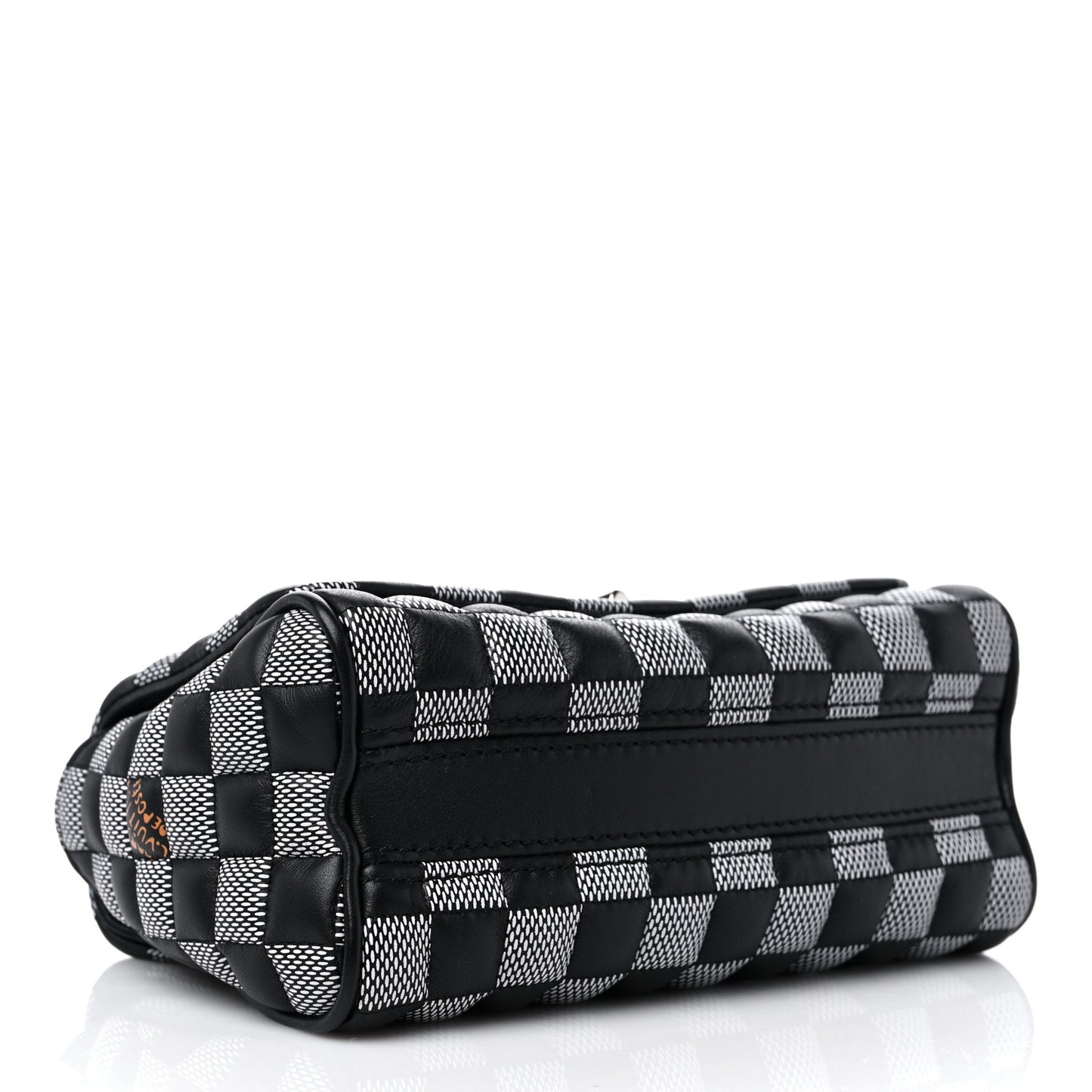 Calfskin Damier Twist Shoulder Bag BB Black White