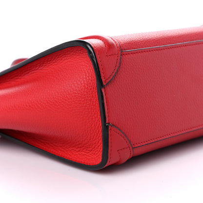 Celine Drummed Calfskin Nano Luggage Coquelicot 8 of 11