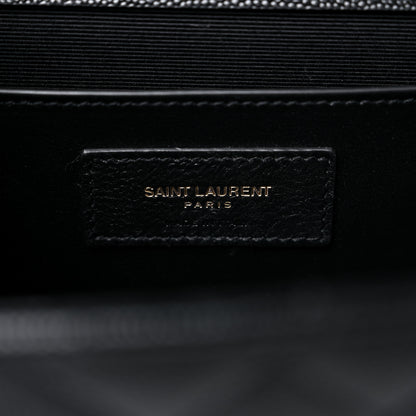 Saint Laurent Grain De Poudre Textured Mixed Matelasse Triquilt Medium Monogram Satchel Black 7 of 10