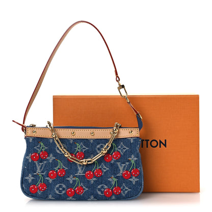 Louis Vuitton LV X TM Monogram Denim Cerises Pochette Accessories Blue 12 of 12