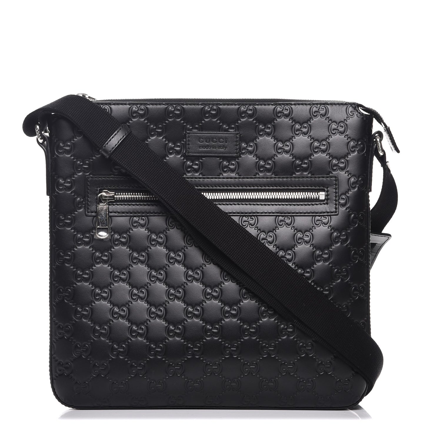 Guccissima Signature Medium Flat Messenger Bag Black