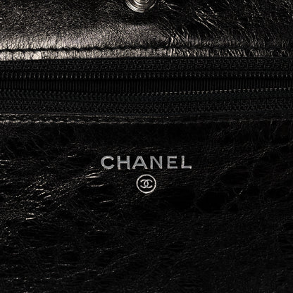 Chanel Metallic Aged Calfskin Quilted Reissue Wallet On Chain WOC Black 5 of 9