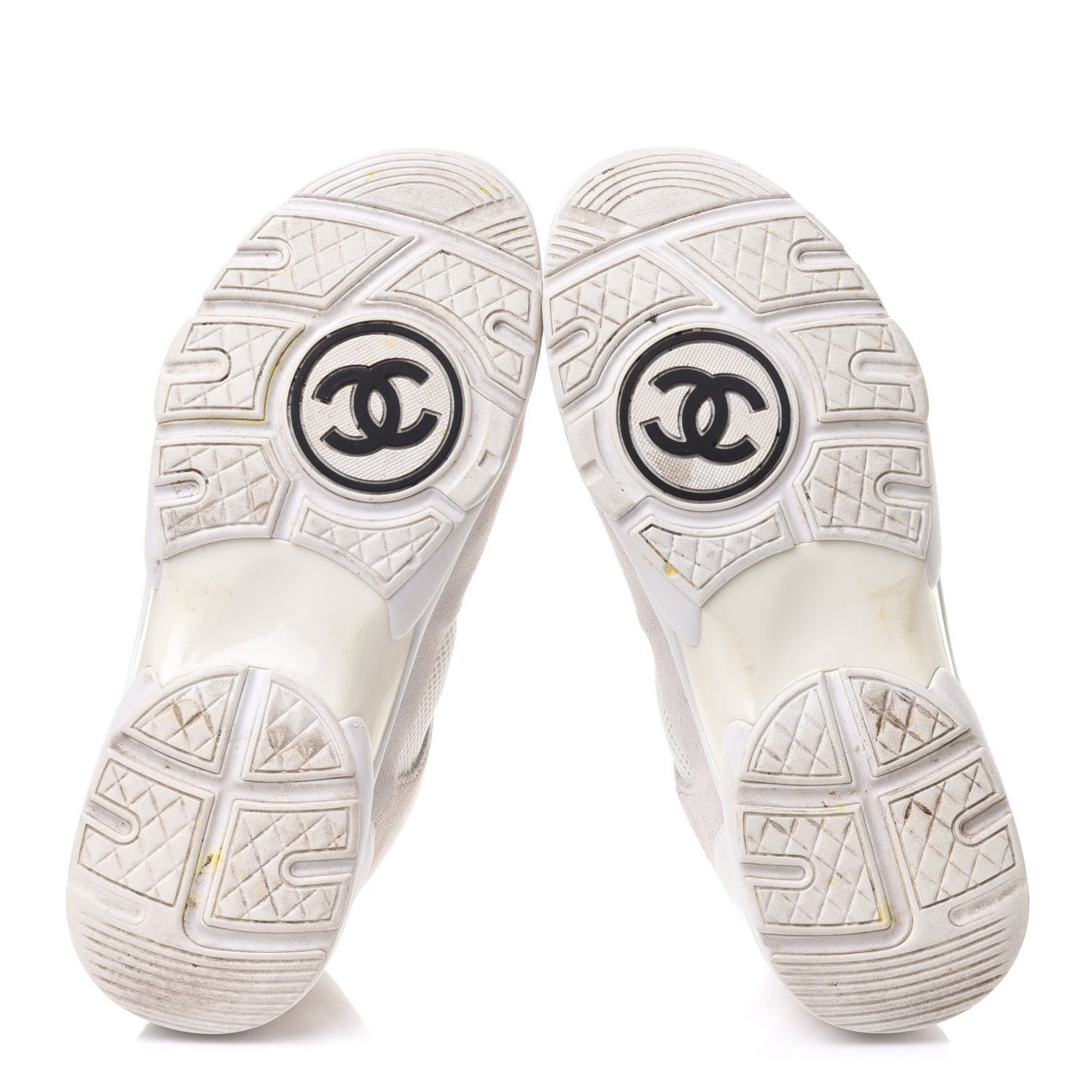 Suede Calfskin Fabric CC Sneakers 36.5 White Grey