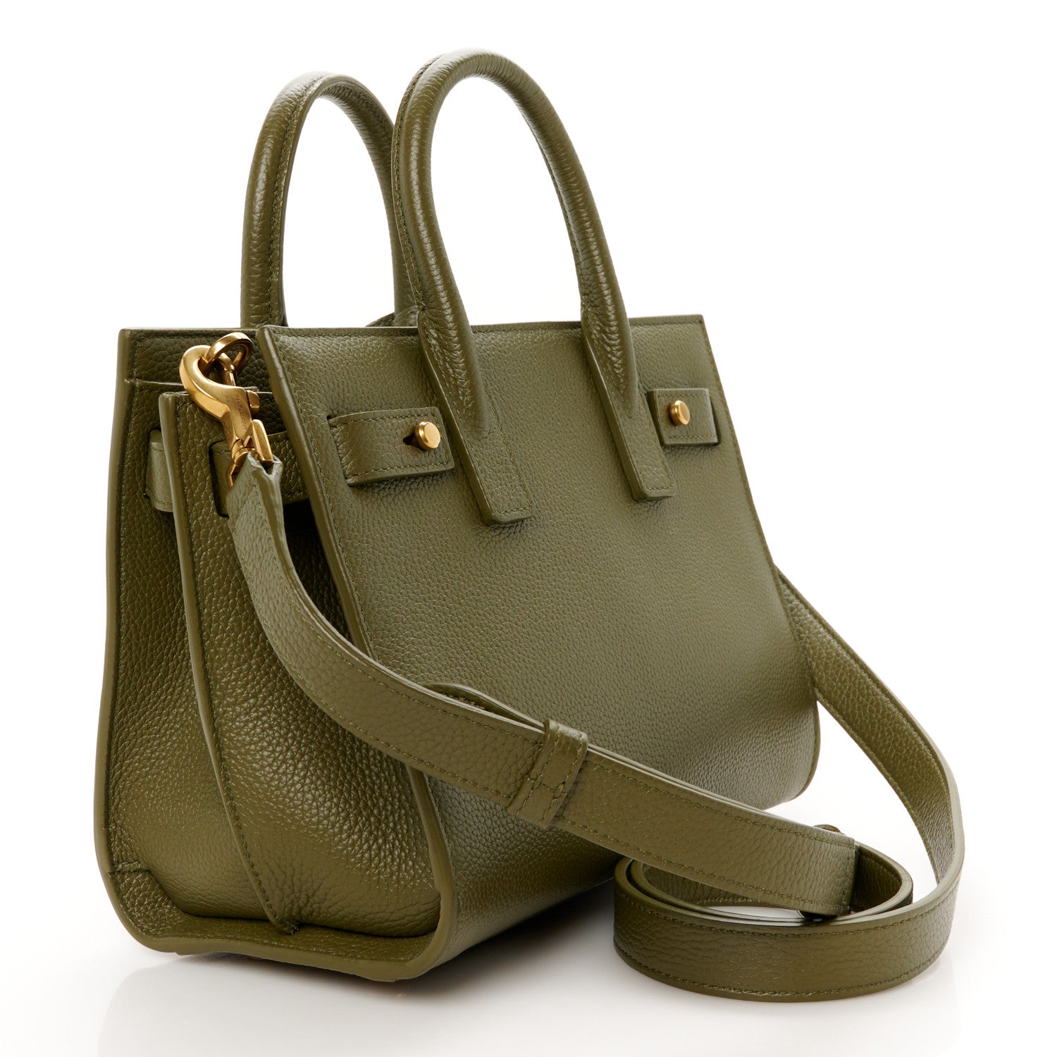 Saint Laurent Grained Calfskin Nano Supple Sac De Jour Green 3 of 11