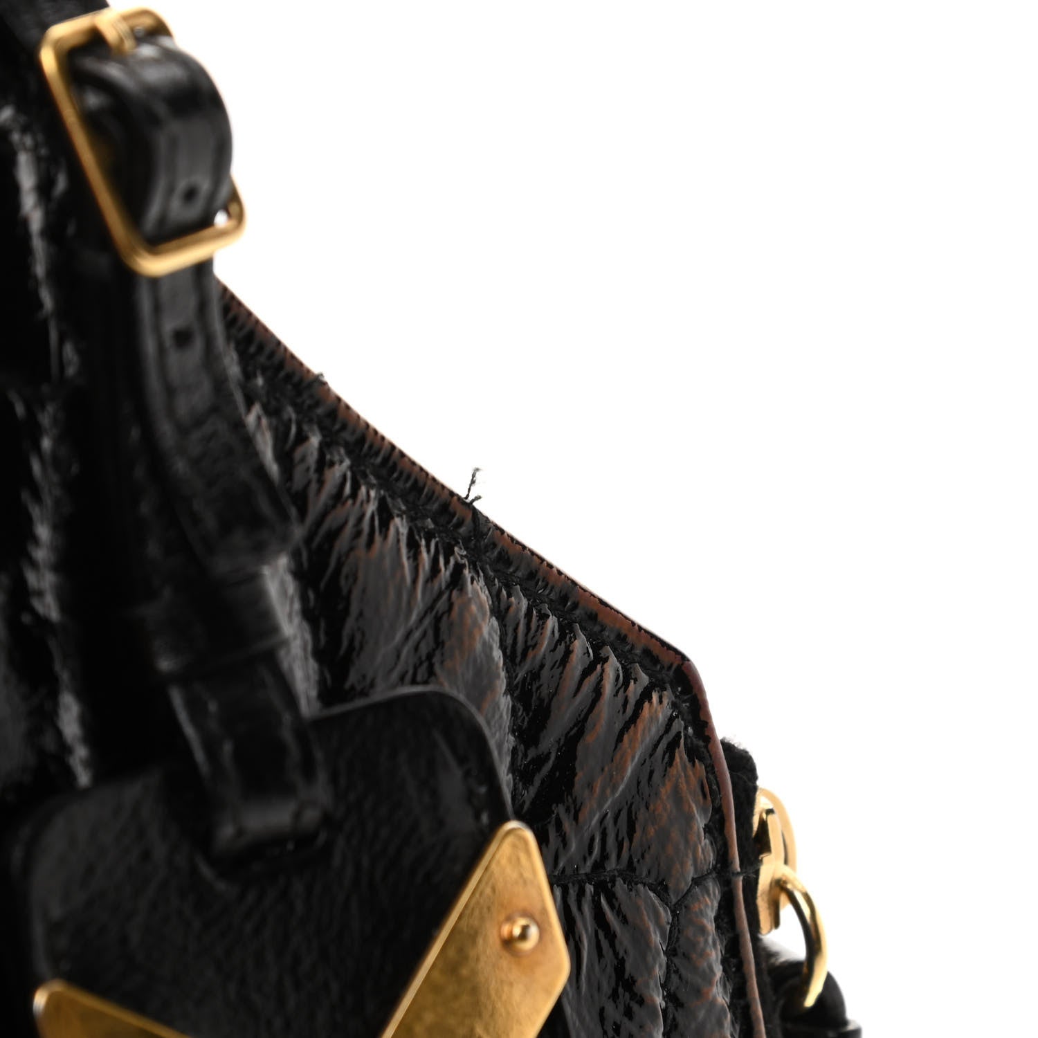 Saint Laurent Patent Crocodile Embossed Tribute Tote Black 11 of 15