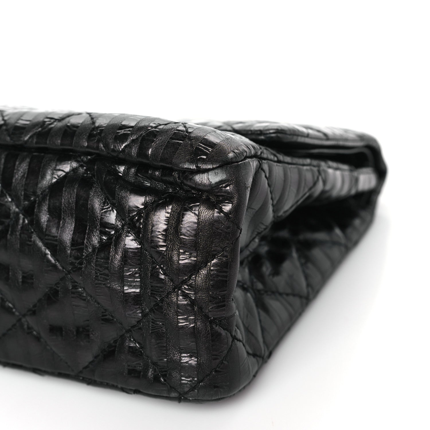 Chanel Metallic Calfskin Striped 2.55 Reissue 227 Flap Black 9 of 10