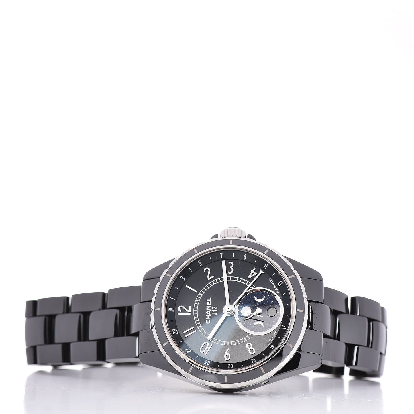 Stainless Steel Ceramic 38mm J12 Moonphase Automatic Watch Black