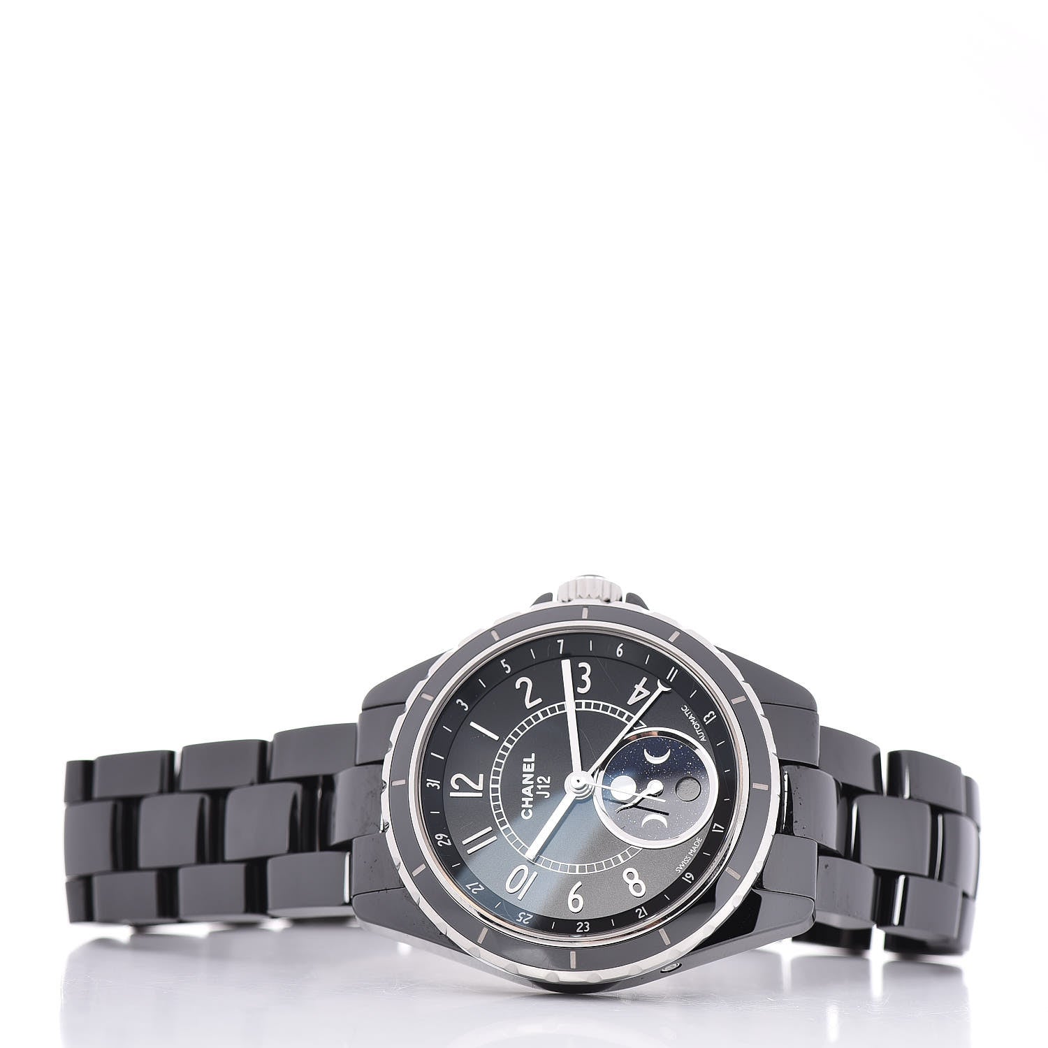 Chanel Stainless Steel Ceramic 38mm J12 Moonphase Automatic Watch Black 3 of 6