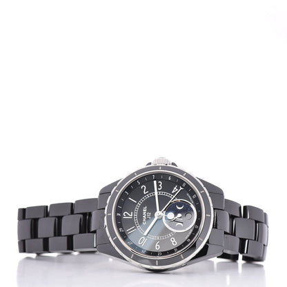 Chanel Stainless Steel Ceramic 38mm J12 Moonphase Automatic Watch Black 3 of 6