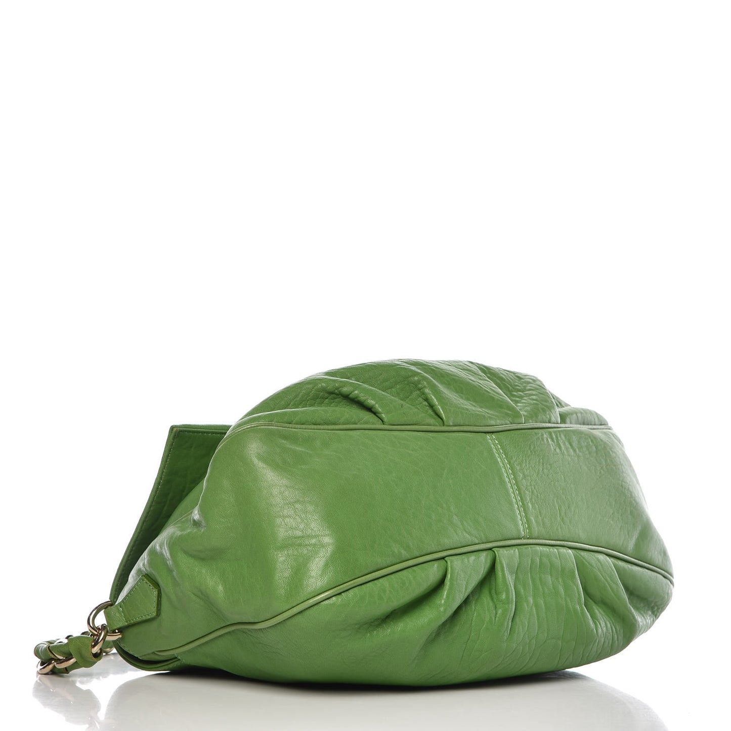 Crinkled Lambskin Mia Shoulder Flap Verde Pisello