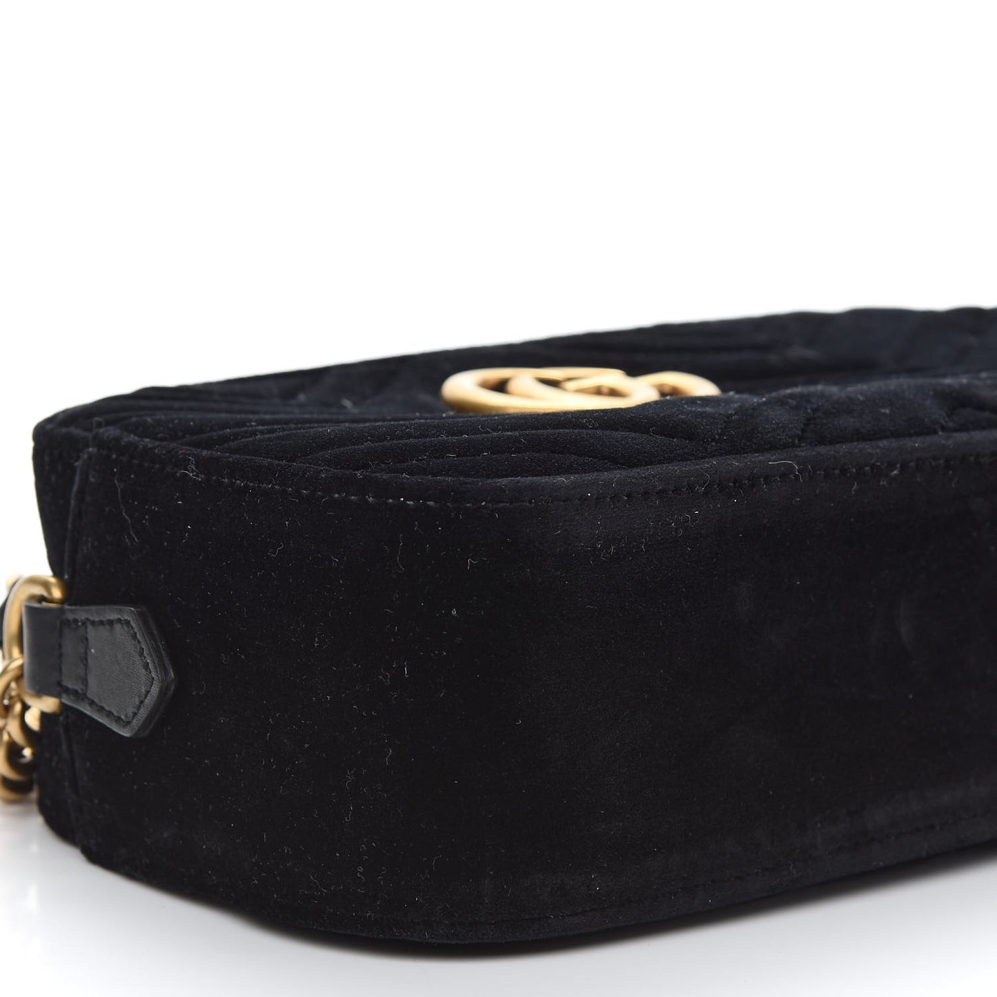 Velvet Matelasse Small GG Marmont Chain Shoulder Bag Black
