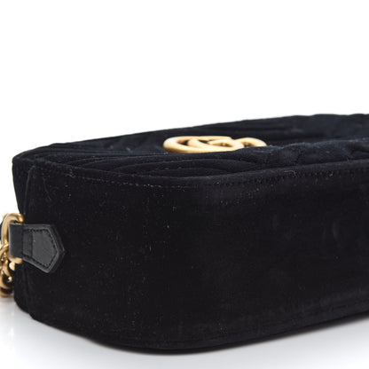 Gucci Velvet Matelasse Small GG Marmont Chain Shoulder Bag Black 8 of 9