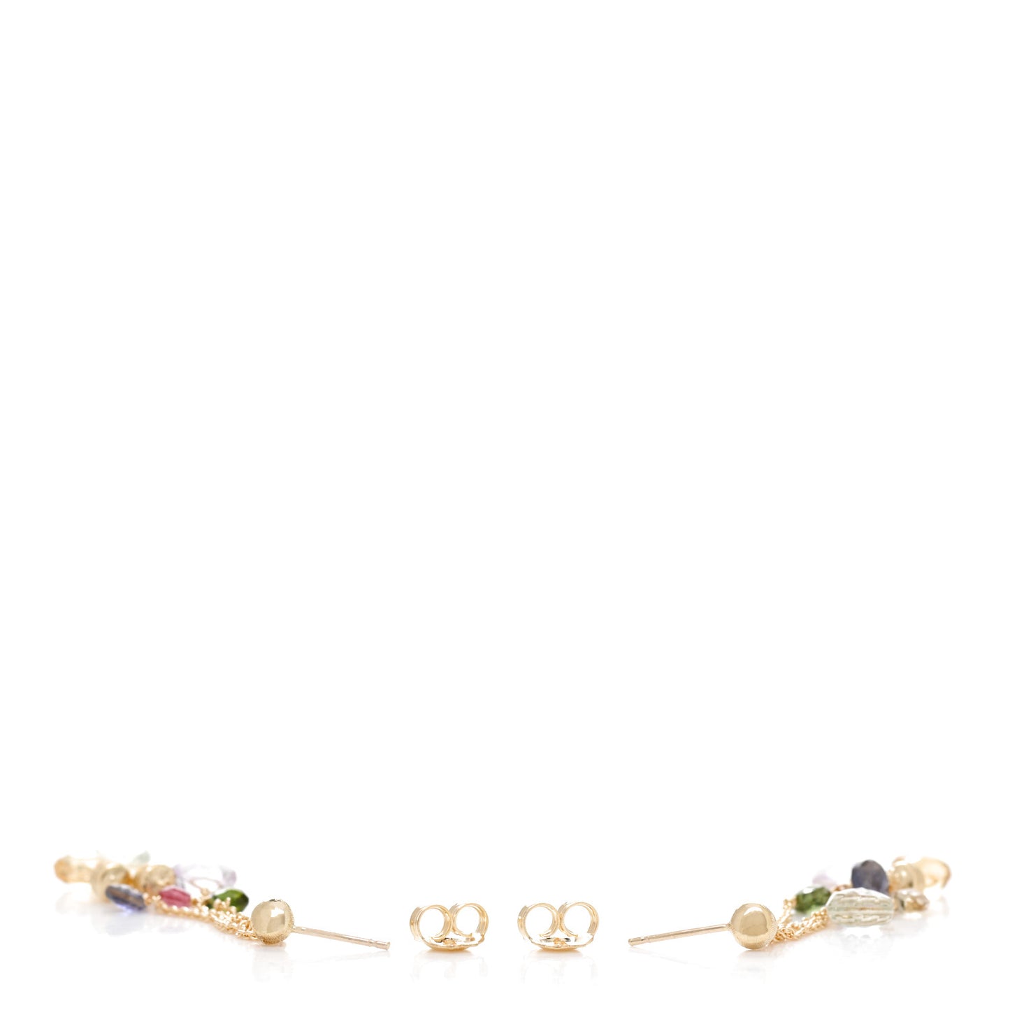18K Yellow Gold Multi Gemstone Paradise Three-Strand Long Drop Earrings