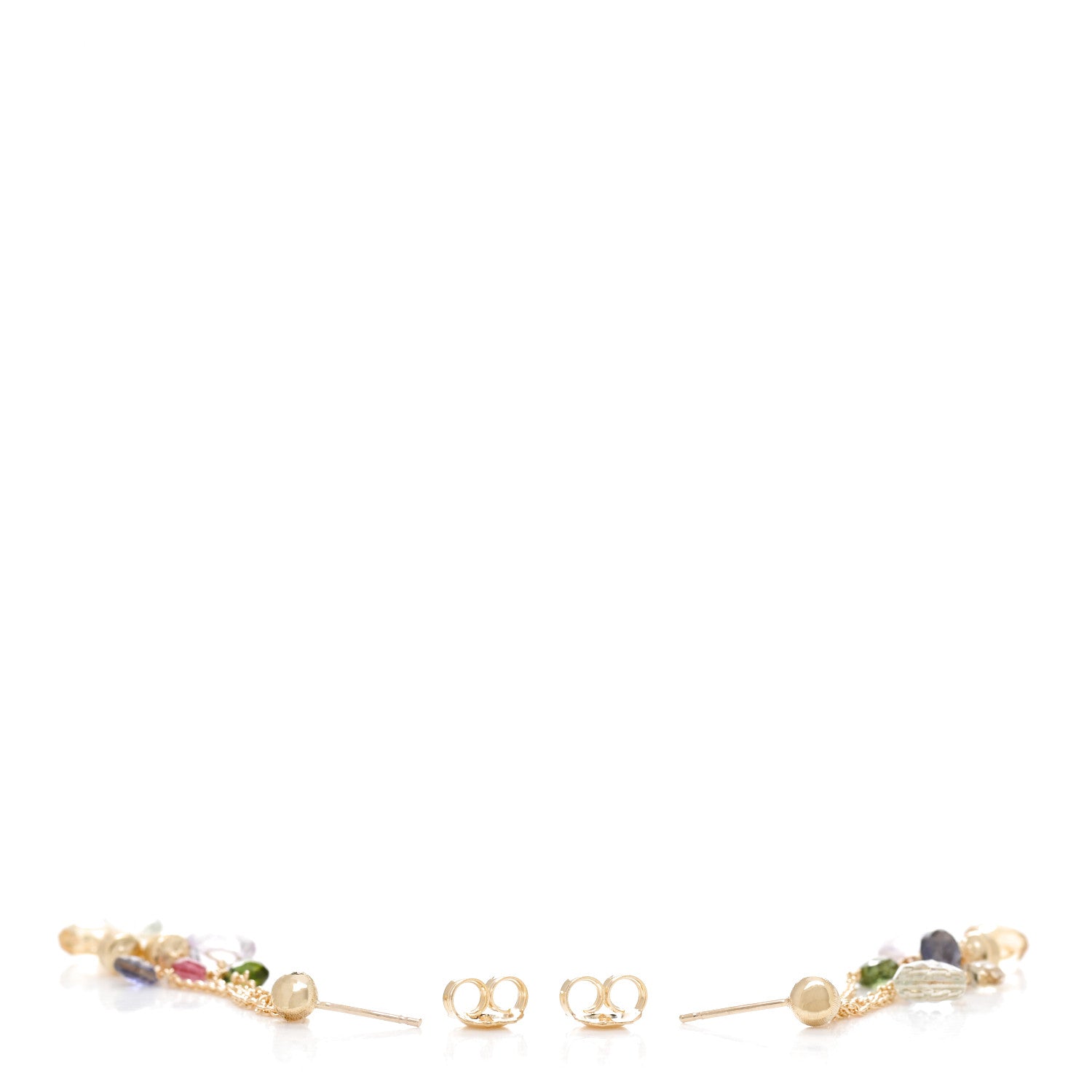 Marco Bicego 18K Yellow Gold Multi Gemstone Paradise Three-Strand Long Drop Earrings 3 of 5