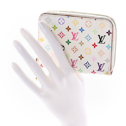 Louis Vuitton Monogram Multicolor Zippy Coin Purse Wallet White Litchi 2 of 9