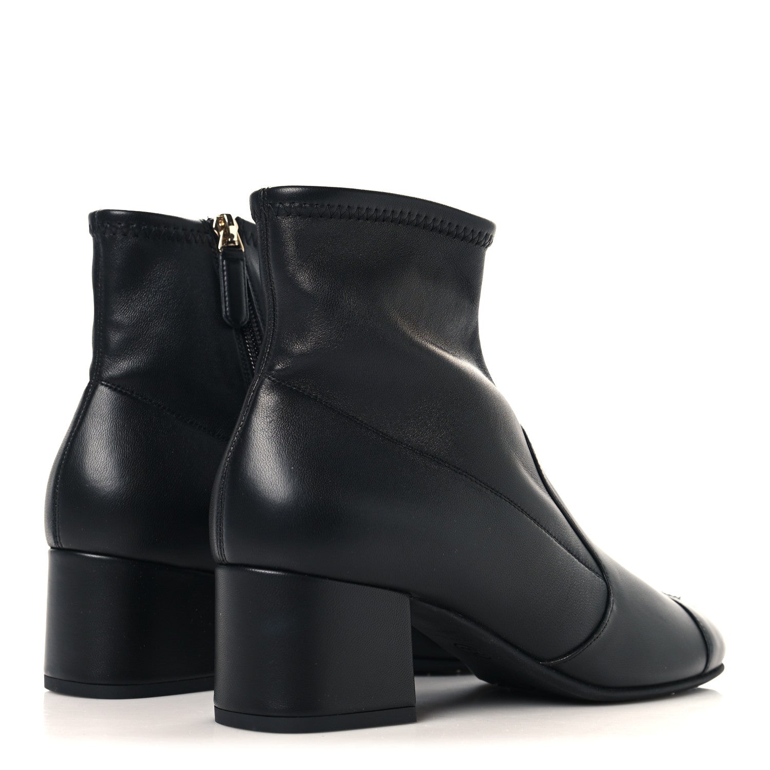 Chanel Stretch Lambskin Cap Toe CC Uniform Short Boots 38 Black 5 of 9