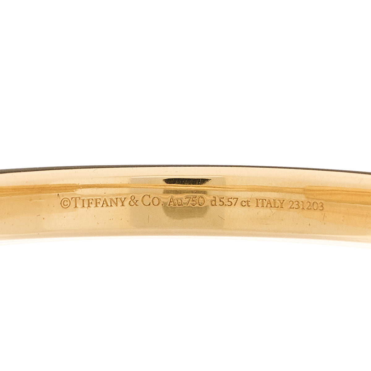 18K Yellow Gold Diamond Tiffany Lock Bangle Pave Bracelet