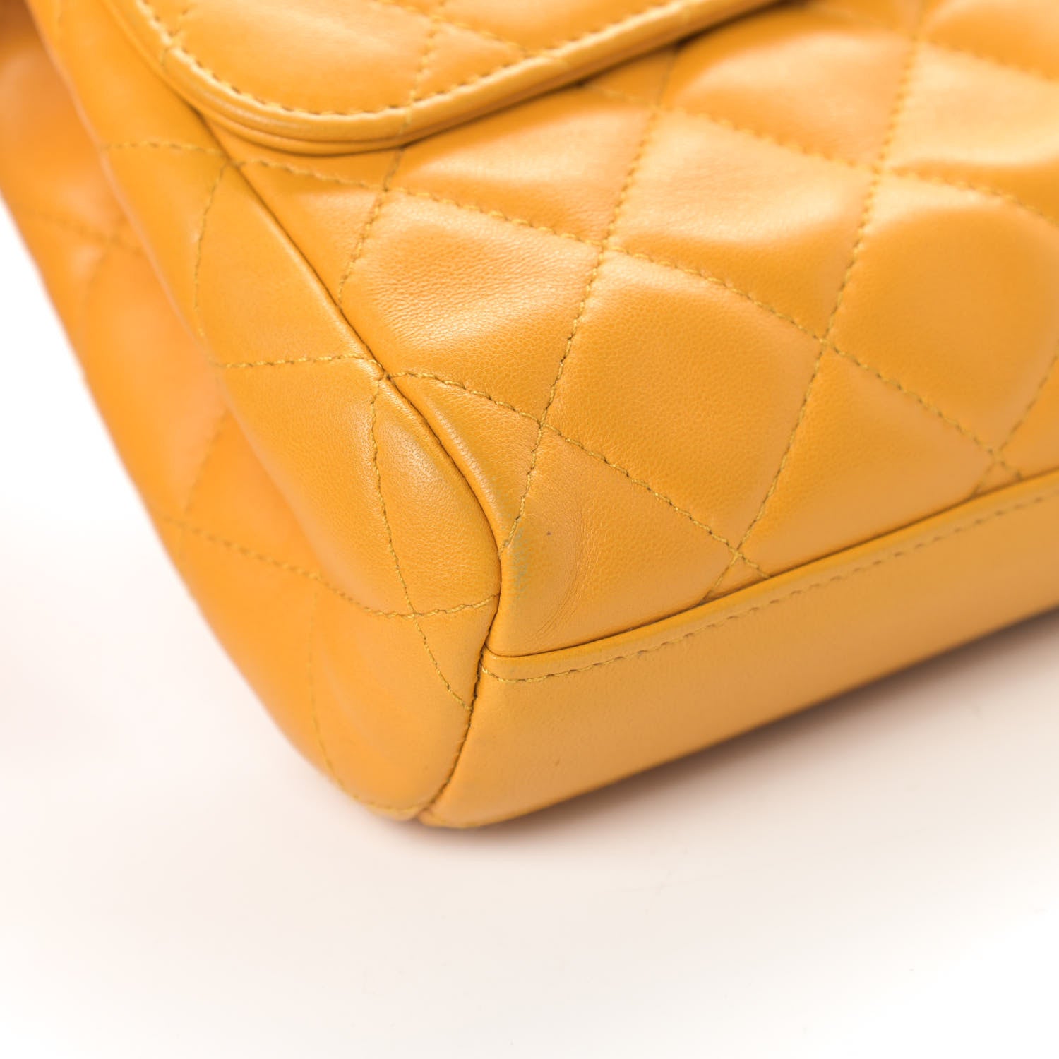 Chanel Lambskin Quilted Flap Clutch Yellow 9 of 12