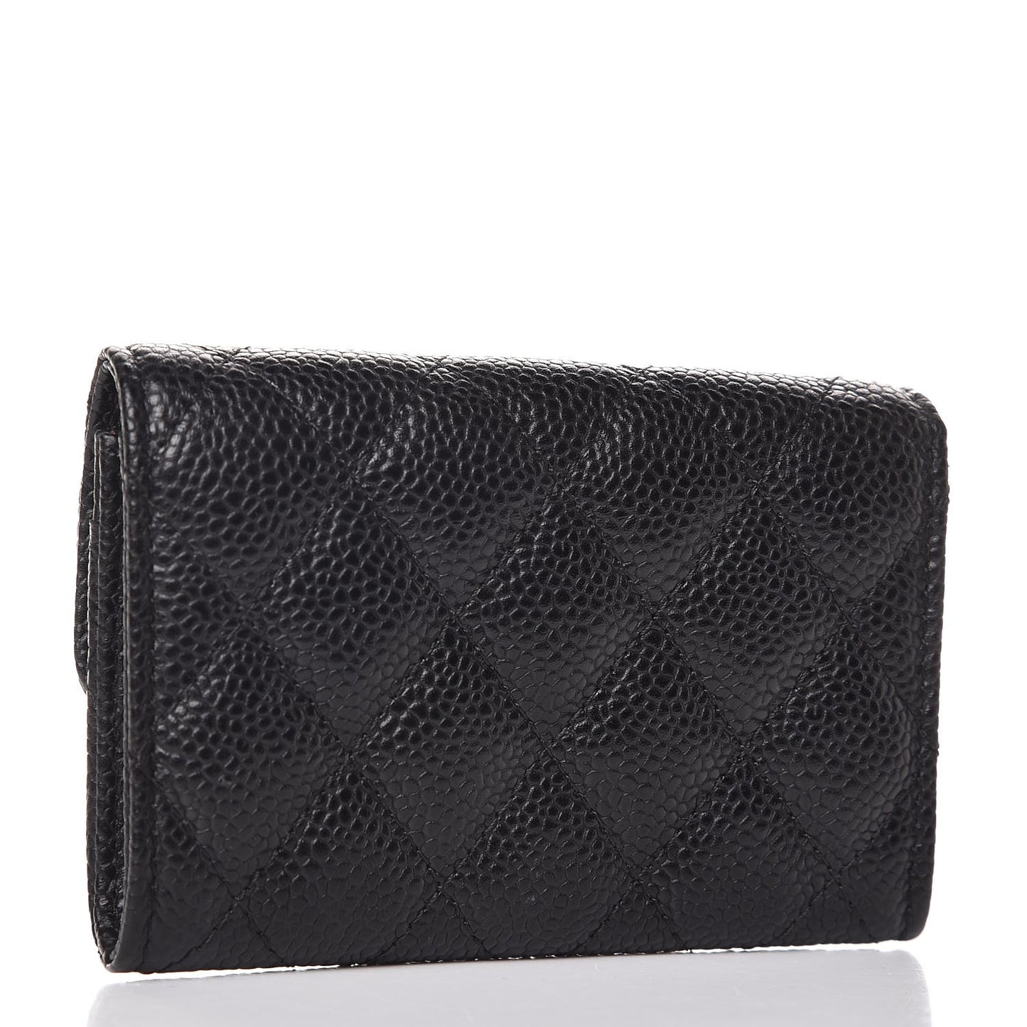 Caviar Quilted Flap Card Holder Black