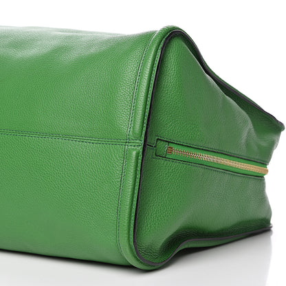 Alexander McQueen Pebbled Calfskin Large Skull Padlock Zip Around Tote Green 9 of 13