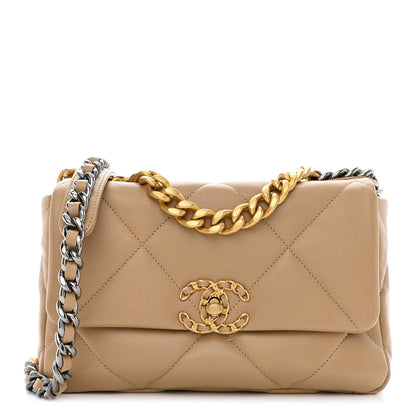 Chanel Lambskin Quilted Medium Chanel 19 Flap Dark Beige 1 of 11
