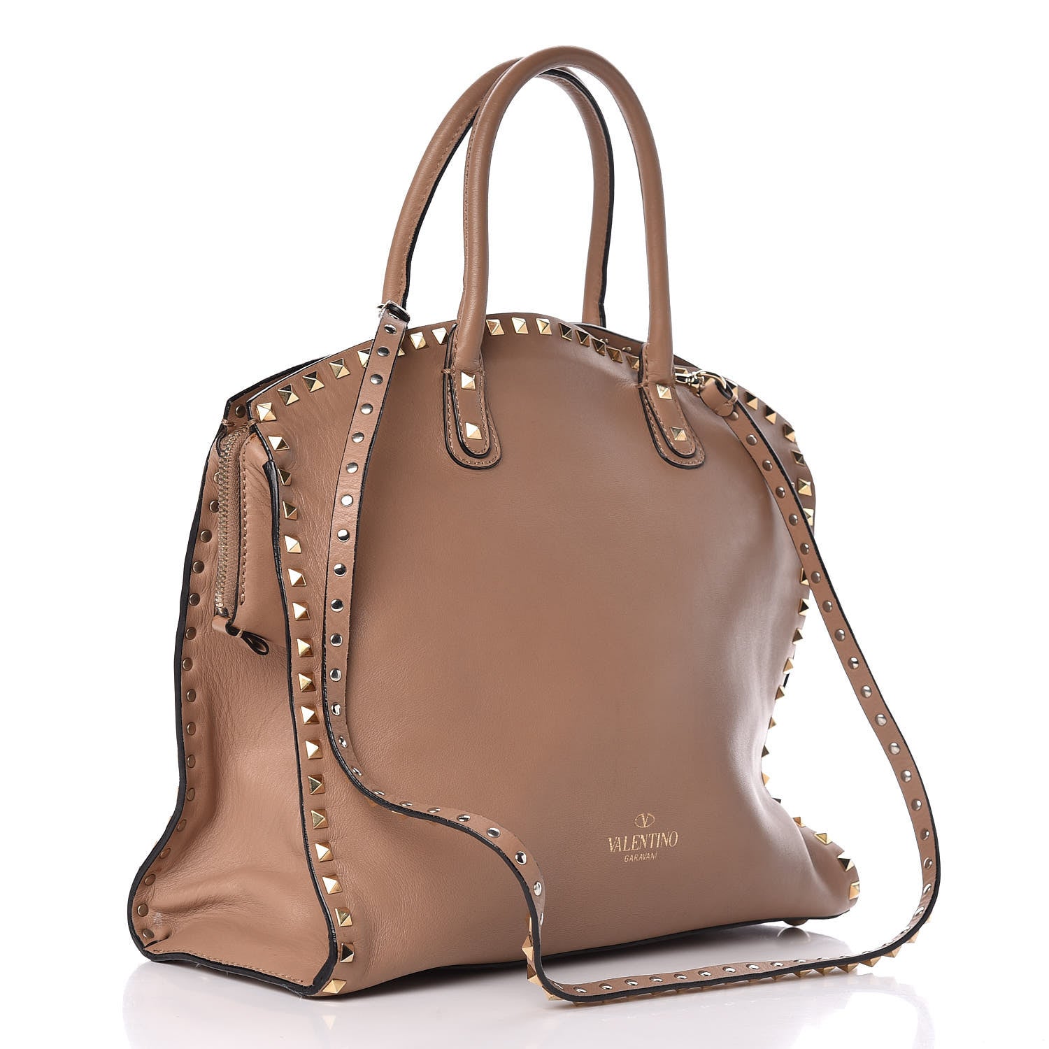Valentino Garavani Vitello Rockstud All Over Dome Shopper Taupe 3 of 16