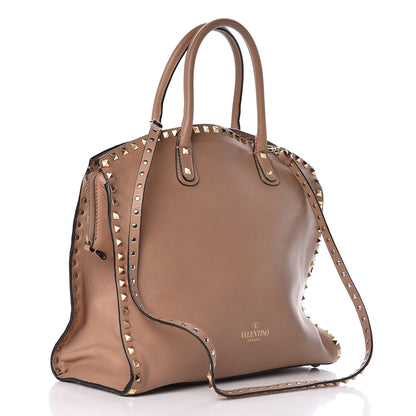 Valentino Garavani Vitello Rockstud All Over Dome Shopper Taupe 3 of 16