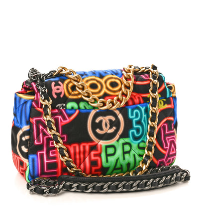 Chanel Fabric Printed Medium Chanel 19 Flap Black Multicolor 3 of 10
