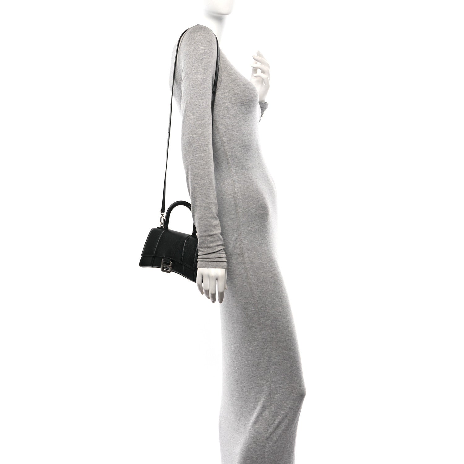 Balenciaga Grained Calfskin Hourglass Top Handle Bag XS Black 2 of 9