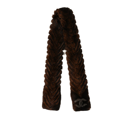 Chanel Orylag Rabbit Fur CC Scarf Brown Multicolor 2 of 3