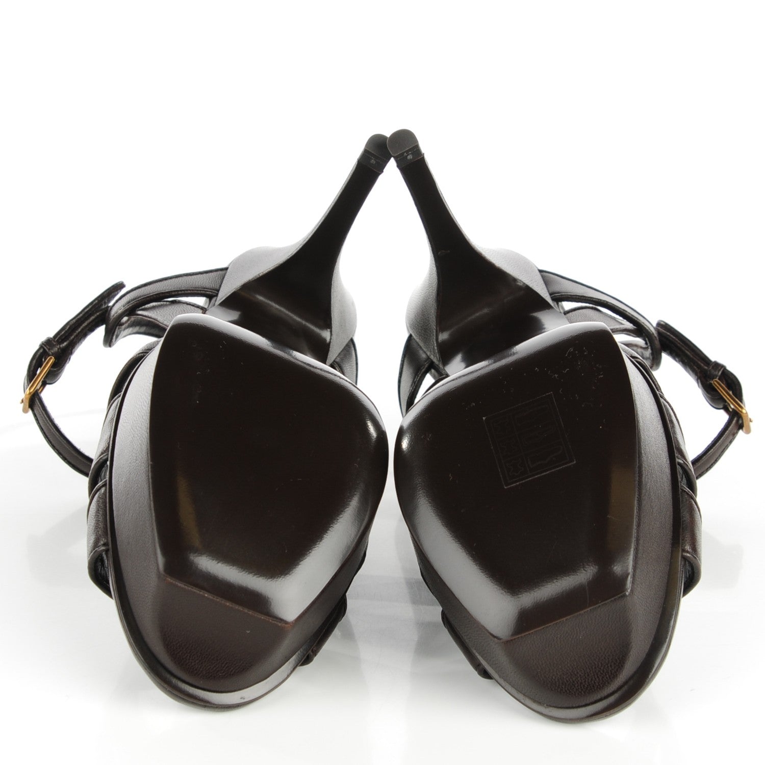 Saint Laurent Nappa Tribute 75 Platform Sandals 37.5 Chocolate 6 of 7