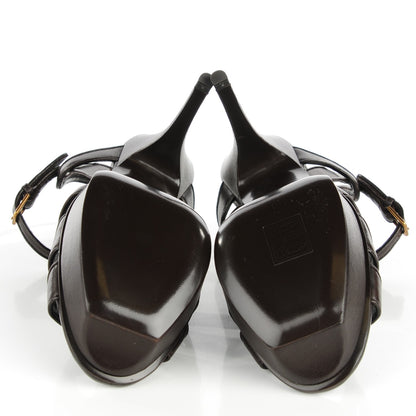 Saint Laurent Nappa Tribute 75 Platform Sandals 37.5 Chocolate 6 of 7
