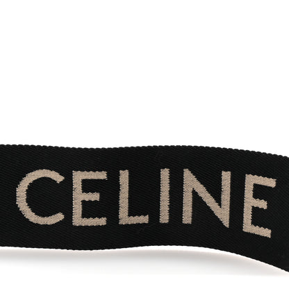 Celine Jacquard Wool Logo Short Strap Black Beige 3 of 5