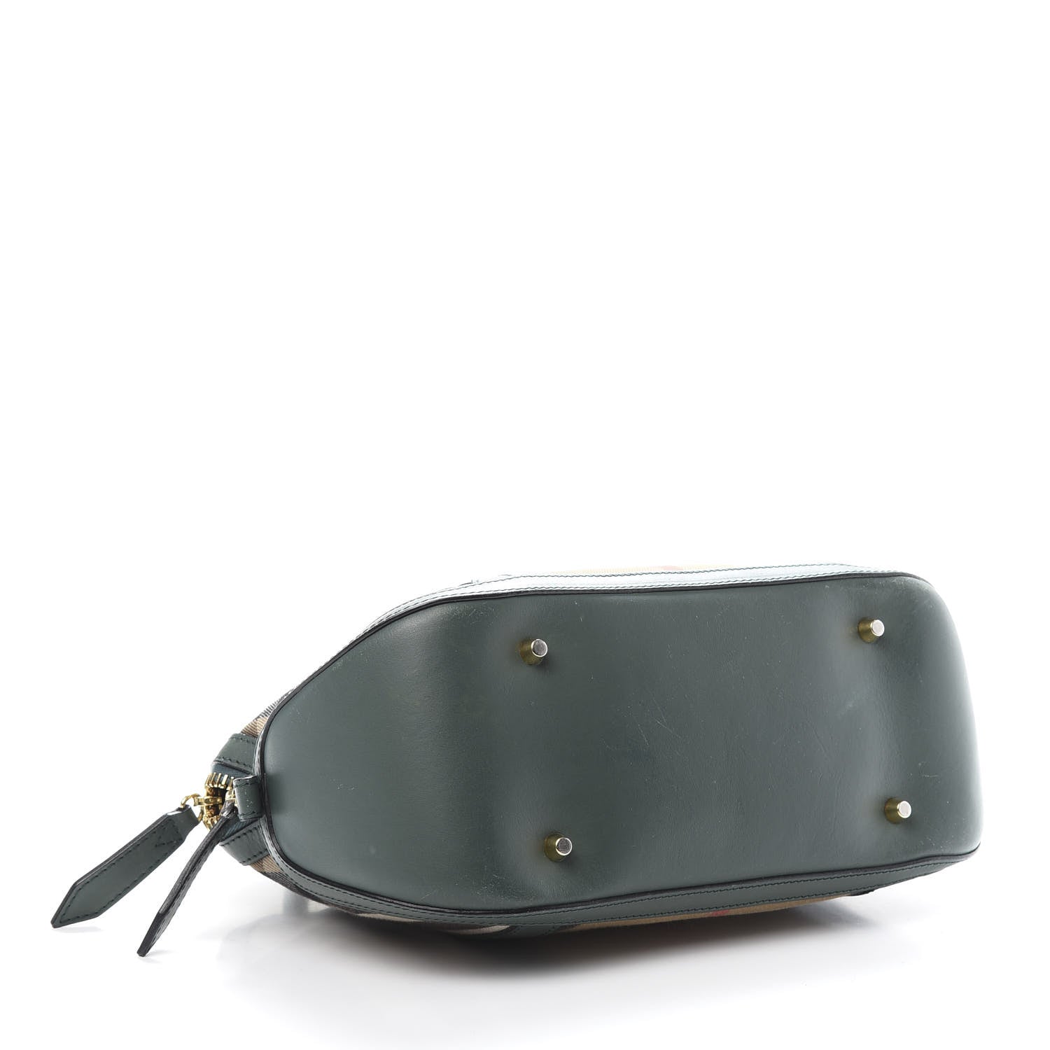 Burberry Bridle Calfskin House Check Small Orchard Bowling Bag Green 4 of 13