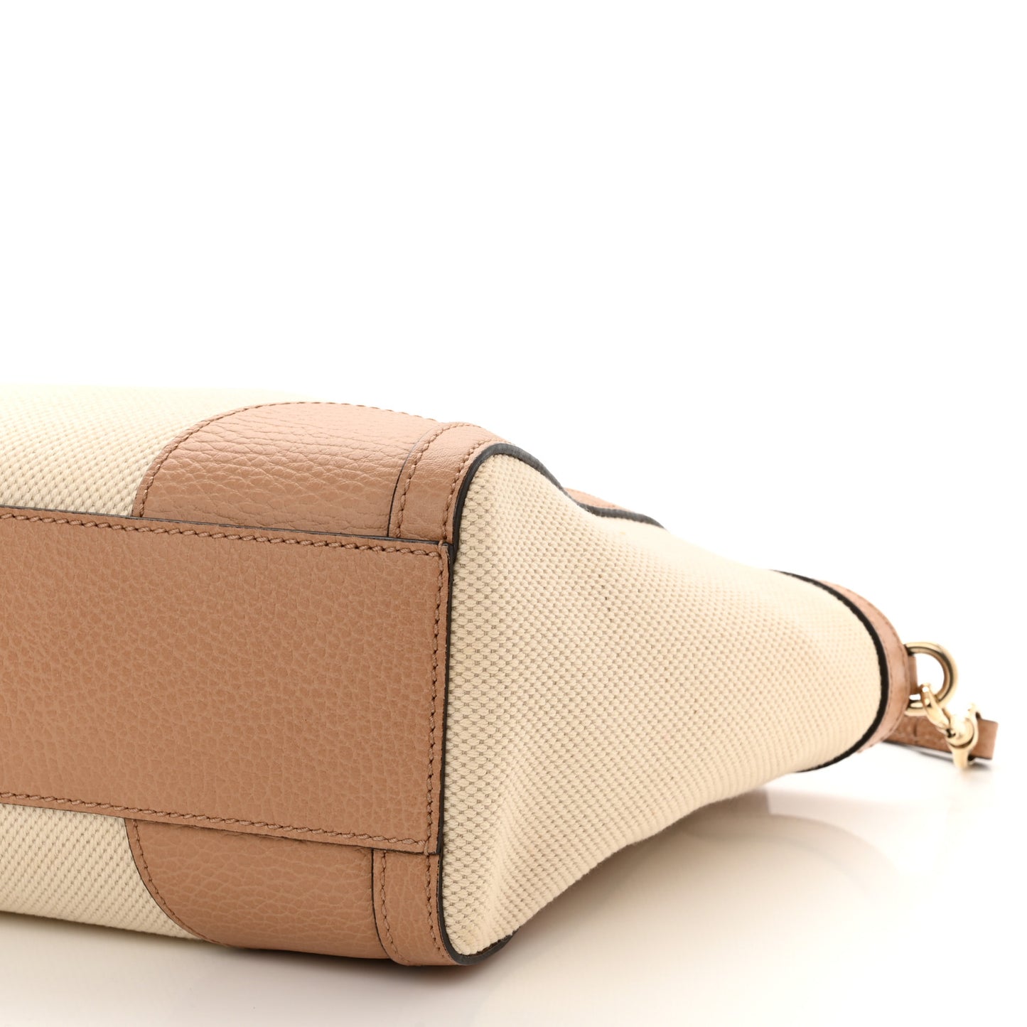 Linen Canvas Calfskin MIni Swing Top Handle Bag Natural