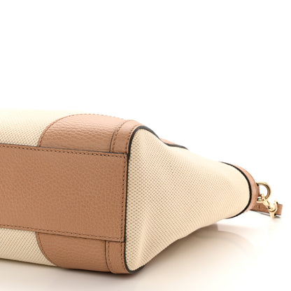 Gucci Linen Canvas Calfskin MIni Swing Top Handle Bag Natural 9 of 10