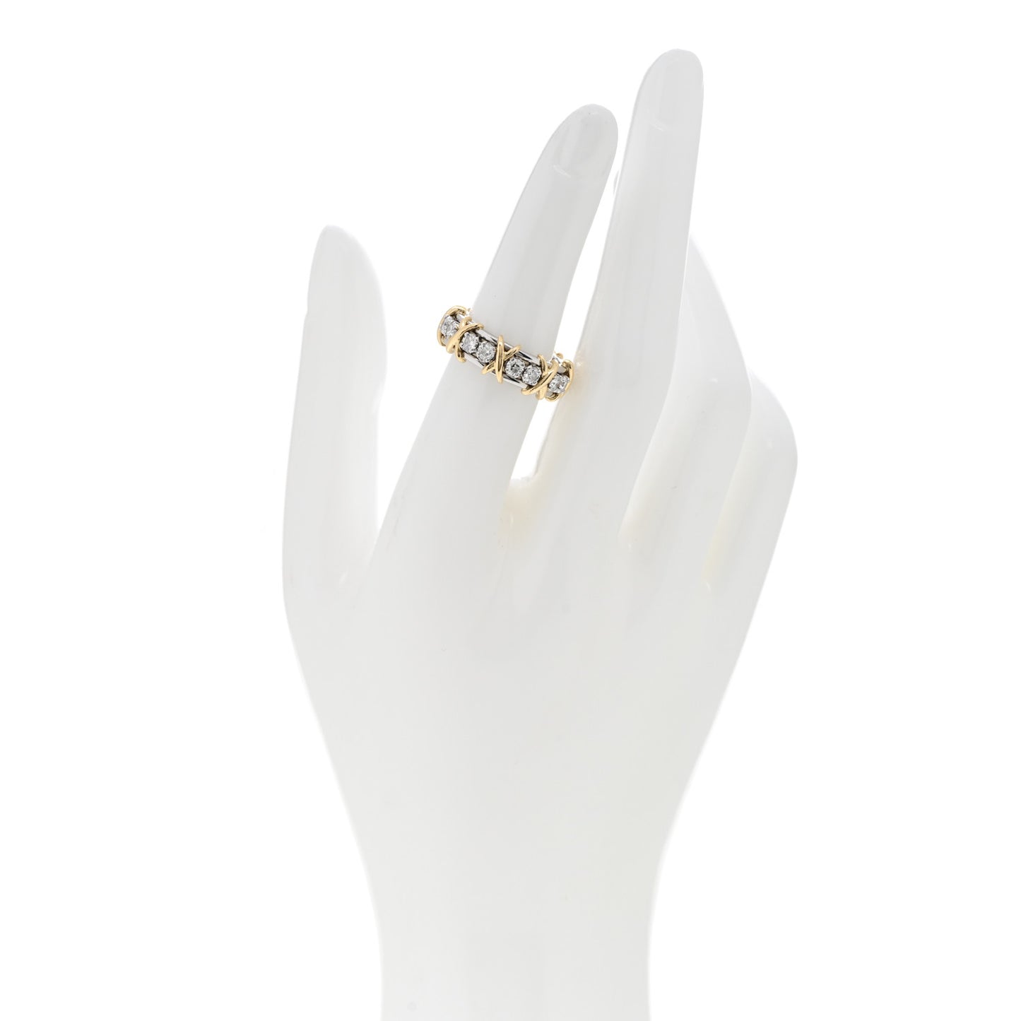 Platinum 18K Yellow Gold Diamond Schlumberger Sixteen Stone Ring 52 6